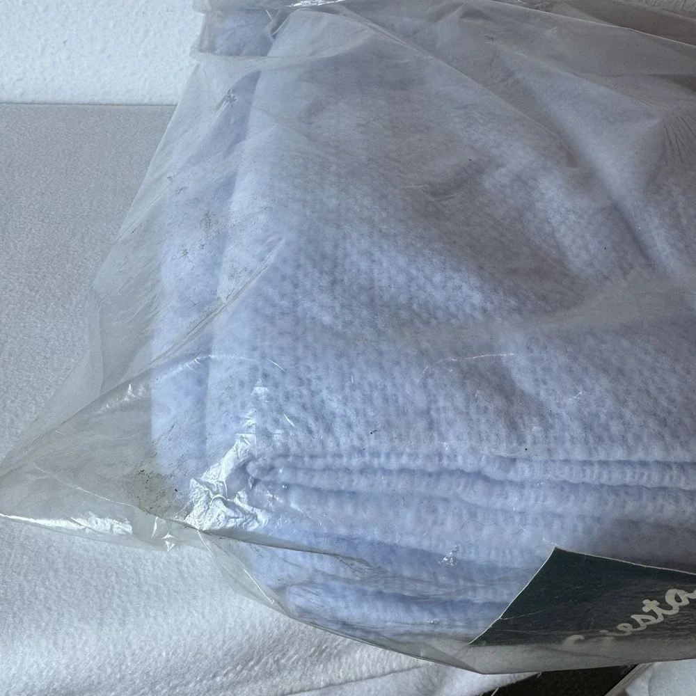 Cannon Siesta Blue Loom Woven Thermal Blanket Satin Trim 72X90 Twin/Full Knit